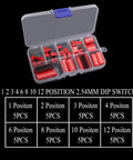 40 Piece Double Row Dip Switch Kit With 1 2 3 4 6 8 10 12 Positions, 2.54mm Pitch, PCB Mount On Off Slide Toggle Switch
