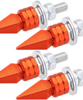 4 Pack Dope Spike License Plate Screws Anti Theft Fasteners Kit Universal Fit For Cars Trucks And Motorcycles Orange Stainless Steel And Aluminum Alloy