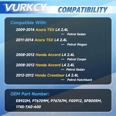 Electric Fuel Pump Module With Sending Unit Compatible With 2009-2014 Acura TSX 2008-2012 Honda Accord And 2012 Honda Crosstour L4 2.4L Engine Replacement compatibility chart with OEM numbers