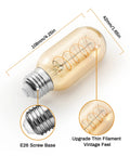 4 Pack Vintage Edison LED Bulbs 4W Filament With 60 Watt Equivalent T45 Style Non Dimmable Warm White 2700K E26 Base