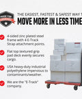 Heavy Duty 4 Wheel Dolly With E Track Push Cart 1200 Lb Capacity Furniture Moving Cart Modular Cargo Platform Made In USA Red with boxes