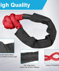 Red Soft Shackle Set With Protective Sleeve 57,000 Lbs Breaking Strength, UHMWPE Synthetic, black protective sleeve