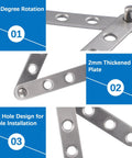4 Pack 360 Degree Adjustable Pivot Hinges For Cabinets Doors Windows And Bookcases Rotatable Stainless Steel Hidden Knife Hinges Silver Finish