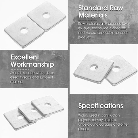 Grab You 30 Pack Of Heavy Duty Galvanized Square Washers With A Bold Silver Finish Designed For Major Construction And Industrial Gear To Stop Screws From Loosening During Any Tough Job, showcasing smooth surface and square design.