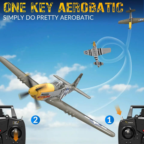 P51 Mustang RC Plane With Brushless Motor, 4 Channel Flight, XPilot Stabilizer For Easy, Smooth Control, 500mm Wingspan performing aerobatics.