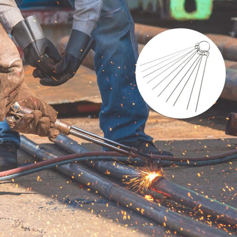 Six Piece Stainless Steel Welding Tip Cleaning Needles Set, 4.13 Inch Fine Precision Nozzle Cleaners for MIG TIG Welding in use