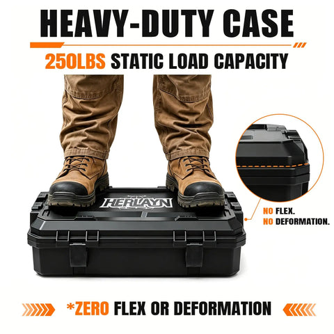 Pro Grade Heavy Duty 1/2 Inch Cordless Impact Wrench With Brushless Motor And 1760Nm Torque on heavy-duty case for 250lbs load.