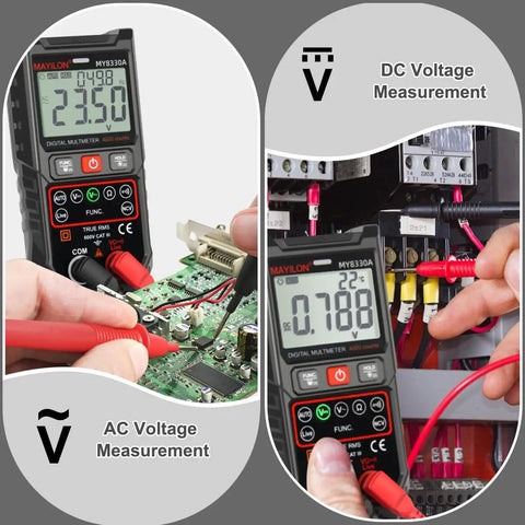 DIY Ready Pro Grade TRMS Multimeter With 4000 Counts 600V DC AC Testing measuring AC and DC voltage on circuit boards