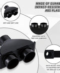 2.5 Inch ABS Vacuum Y Connector Splitter with Independent Blast Gates for Dual Hoses, Dust Collection Adapter