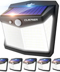 Outdoor Solar Motion Sensor Lights Six Pack With 128 LED, 270 Degree Wide Angle, IP65 Waterproof Security Lighting Front View