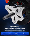 Pro Grade Harmonic Balancer Puller Kit And 49-Piece Gear Puller Set With Power Steering Pulley Installer in use on engine