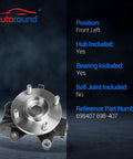 Front Left Steering Knuckle And Wheel Bearing Hub Assembly For Ford Focus 2006 To 2011 Left Driver Side Replacement Includes Hub And Bearing Drop In Fit 698-407