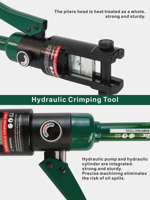 Beefy 16 Ton Hydraulic Cable Lug Crimper Kit With 13 Die Set For 9 AWG To 600 MCM Wires, Heavy Duty Electrical Terminal Crimp Tool, Pro Grade Wire Crimping Kit