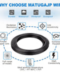 Beefy 100 Foot 10 AWG 2 Conductor Extension Wire Black Jacket Oxygen Free Stranded Copper Tin Plated Cable coiled on white surface.