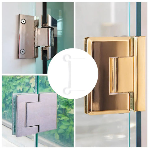 Badass Heavy Duty Shower Door Hinges, White Plastic Frame Mount With Tight Seal Rubber Gaskets For Glass Panels. This Rock Solid Four Pack Kit Brings Your Bath A Slick Fresh Upgrade And Smooth Swing Guaranteed All Day Long