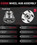 Front Wheel Bearing Hub Assembly for Prius 2004 2005 2006 2007 2008 2009 5 Lug 1.5L L4 Engine Compatible Replacement Kit
