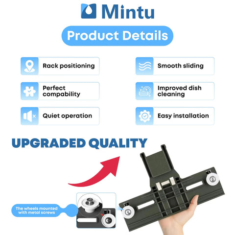 Dishwasher Top Rack Adjuster Replacement Part Universal Fit For Popular Models with features and quality details shown.