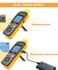 Two Channel K J T Thermocouple Data Logger With USB Temp Recorder And Dual Probes, powered by batteries and mobile power