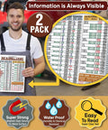 Top Shelf Magnetic Tap Drill Metric Conversion Chart Pack Of 2 At 8.5By11 Inches held by a mechanic in workshop with clear readings.