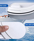 Round Non Slip Boat Hatch With Detachable Cover Waterproof ABS Marine Access Hatch For Boats And Yachts 4 6 8 Inch Options White Finish Weather Tight With O Ring Seal Ideal For Interior And Exterior Deck Use shown with rubber seals and non-skid surface.