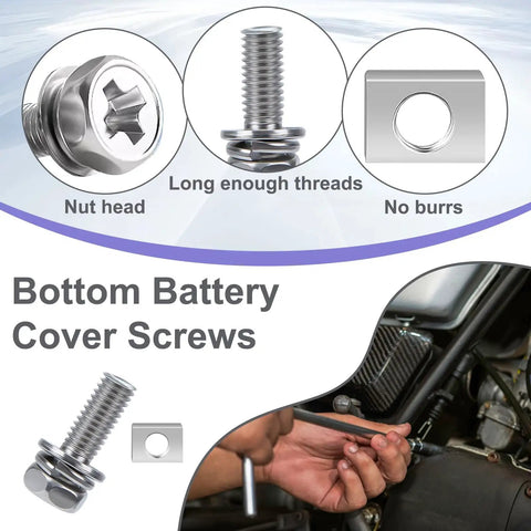 56 Pack Motorcycle Battery Terminal Nuts And Bolts Kit 304 Stainless Steel M6 details and installation on ATV bike