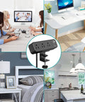 Desk Clamp Power Strip With USB C And USB Ports, 3 Outlets, shown in home office, kitchen, bedroom, and conference room settings