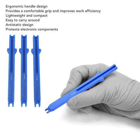 3 Piece Di2 Wire Disassembly And Assembly Kit For Bicycle Electronic Shifting Systems highlighting ergonomic blue tool in gloved hand