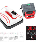 5 In 1 Heat Press Machine For T Shirts Mugs Hats Plates Pens Transfers with control panel and instructions visible