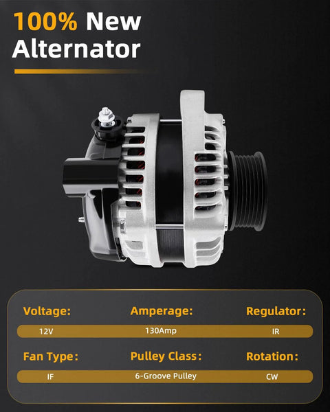 Alternator Replacement For Acura MDX RL TL Honda Odyssey Pilot Ridgeline 12V 130A Clockwise Rotation IR Regulator IF Fan