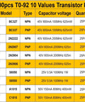 Ultimate 250 Piece Transistor Kit Set With 10 Values For DIY Arduino Projects Includes BC327 BC337 specification table