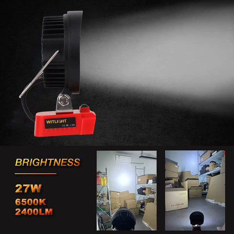 Cordless LED Work Light For Milwaukee 18V Battery Compatibility, 27W 2400LM Flood Beam showing brightness effect