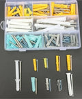 Heavy Duty Self Drilling Drywall Anchors Kit 220 Piece Wall Plugs Expansion Bolts Yellow Zinc Plated Carbon Steel Rust Resistant Quick Install No Pre Drill For Drywall And Light Masonry Projects, assorted anchors in organizer