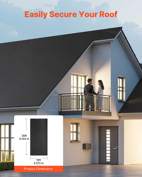 Tough As Nails Epdm Roll Roofing 15 By 30 Feet 45 Mil Thick Waterproof Membrane on a modern flat roof.