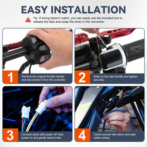 Installation steps for Full Twist Throttle For 60V E Bike With LED Display And Key Lock Electric Bike Throttle Grip