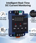 Hella Responsive DC Digital Amp Meter Shows Zero Point Three To Fifty Amperes On Sharp LCD Screen While Running Real Time Monitoring Plus Smart Relay Triggers For Tight Workshop Builds Smooth EV Swaps And Deckboat Mods with digital display and connectors.