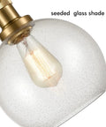 Modern Brass Seeded Glass Pendant Light With Dimmable Hanging Fixture Handblown Clear Glass Shade With Tiny Bubbles