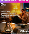 Woman reading under Lit Color Changing LED Light Bulbs 70W Equivalent A19 Base, RGBW Dimmable, warm white 2700K lighting in cozy room