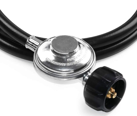 12 Foot Propane Hose With Regulator For RV Grills And Heaters, Low Pressure Quick Connect To 1/4 Inch Female Or Acme Nut