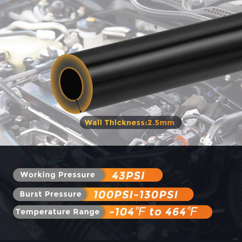 Cross-section of Silicone Vacuum Hose 10 Ft Long 4 mm Outer Diameter 2.5 mm Wall Thickness High Temp Automotive Replacement Vacuum Tube