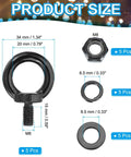 M8x15mm Lifting Shoulder Eyebolt Set 5 Pieces Black 304 Stainless Steel with Hex Nut, Lock Washer, and Flat Washer