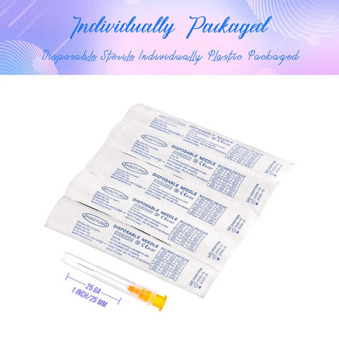 Top Shelf 25 Gauge Luer Lock Needles 1 Inch Disposable Blister Packed For Lab And Medical Work. Individually packed needles in plastic.