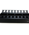 Versi Duct 2RU Front Only Horizontal Cable Management in black for 19 inch racks with 3 inch by 3 inch front access and bend radius clips