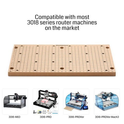 CNC MDF Grid Spoilboard for 3018 Router Compatible With 3018 Pro Series Mach3 300 X 180 X 12mm With 24 6mm Holes shown.