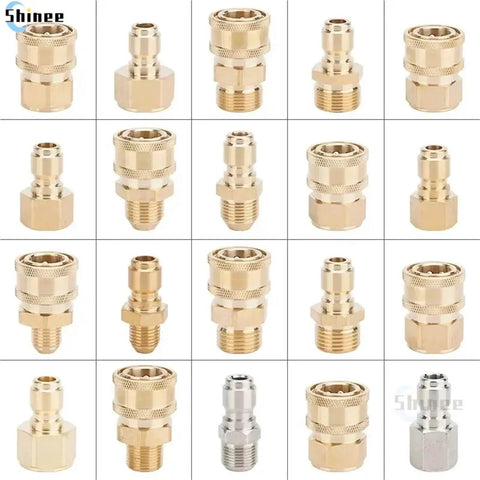 Heavy Duty Quarter Inch Brass Quick Connect Water Coupler For High Pressure Car Wash And Garden Irrigation Hose Hookup With Dependable Leak Free Seal in various designs.