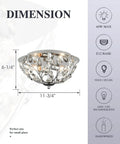 12 Inch Crystal Ceiling Light Two Light Modern Chrome Flush Mount Fixture dimension and specifications