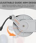 65Ft Pressure Washer Hose Reel Auto Retractable 3200 Psi Power Washer Reel Heavy Duty with adjustable guide arm
