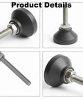 Close-up of Heavy Duty M6 Furniture Leveling Feet Squash The Wobbles Off Tables Cabinets And Workbenches Quick with swivel nylon base.