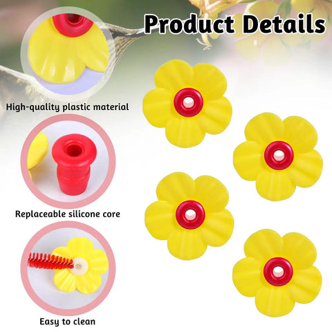 16 Pcs Hummingbird Feeder Replacement Flowers With Two Cleaning Brushes For Outdoor Bird Feeders Attractive Bee Guards Parts Kit To Lure Tiny Birds And Keep Hoses Fresh Naturally This Season Long