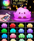 LED Cloud Night Light With 16 Color Options Silicone Cloud Lamp Dimmable Portable Rechargeable Cute Kawaii Gift For Kids Baby
