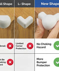 Tot Approved Silicone Corner Protectors For Baby Proofing Tables And Desks Using Heavy Duty Peel And Stick System To Cushion Hard Hits And Shield Rowdy Kids From Sharp Edges In Crisp White 12 comparison of different shapes